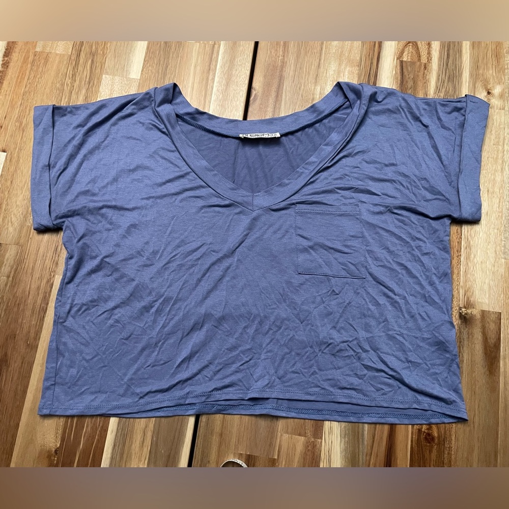 Blooms in the City Crop Top with Rolled Sleeves, Size Medium